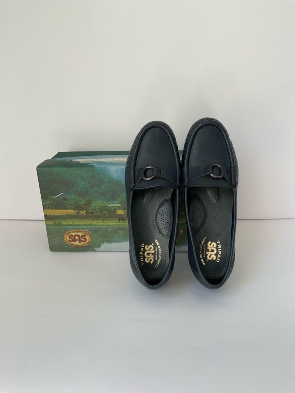 SAS Jewel Slip-On Navy Blue Leather Loafers